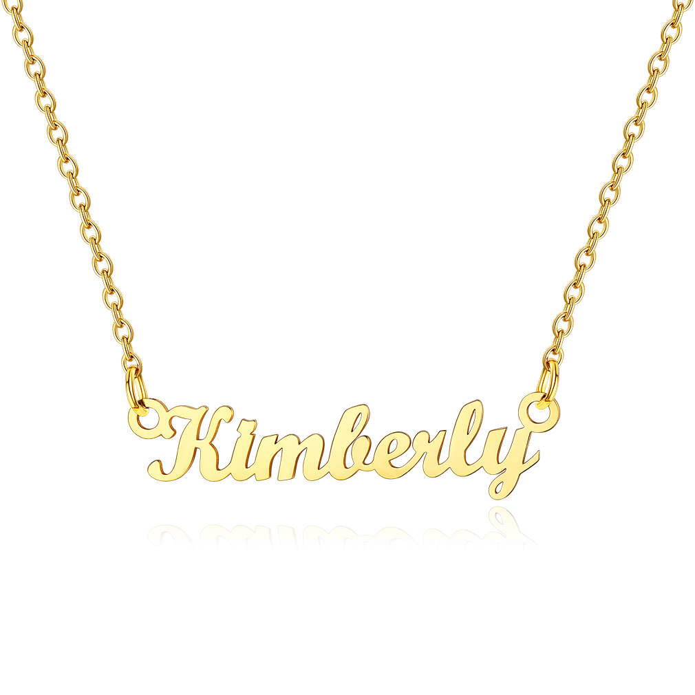 Stainless Steel Custom Name Necklace Gold Kim