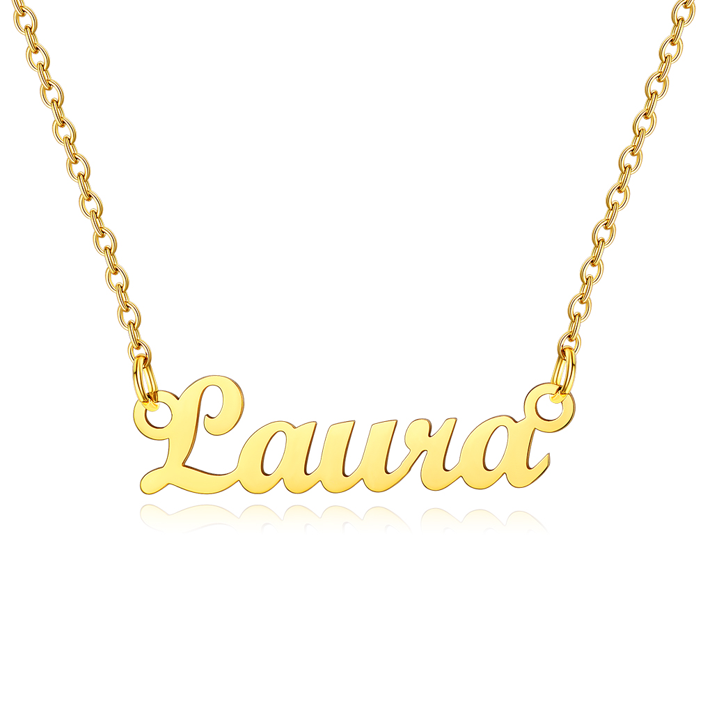 Stainless Steel Custom Name Necklace Gold Laura