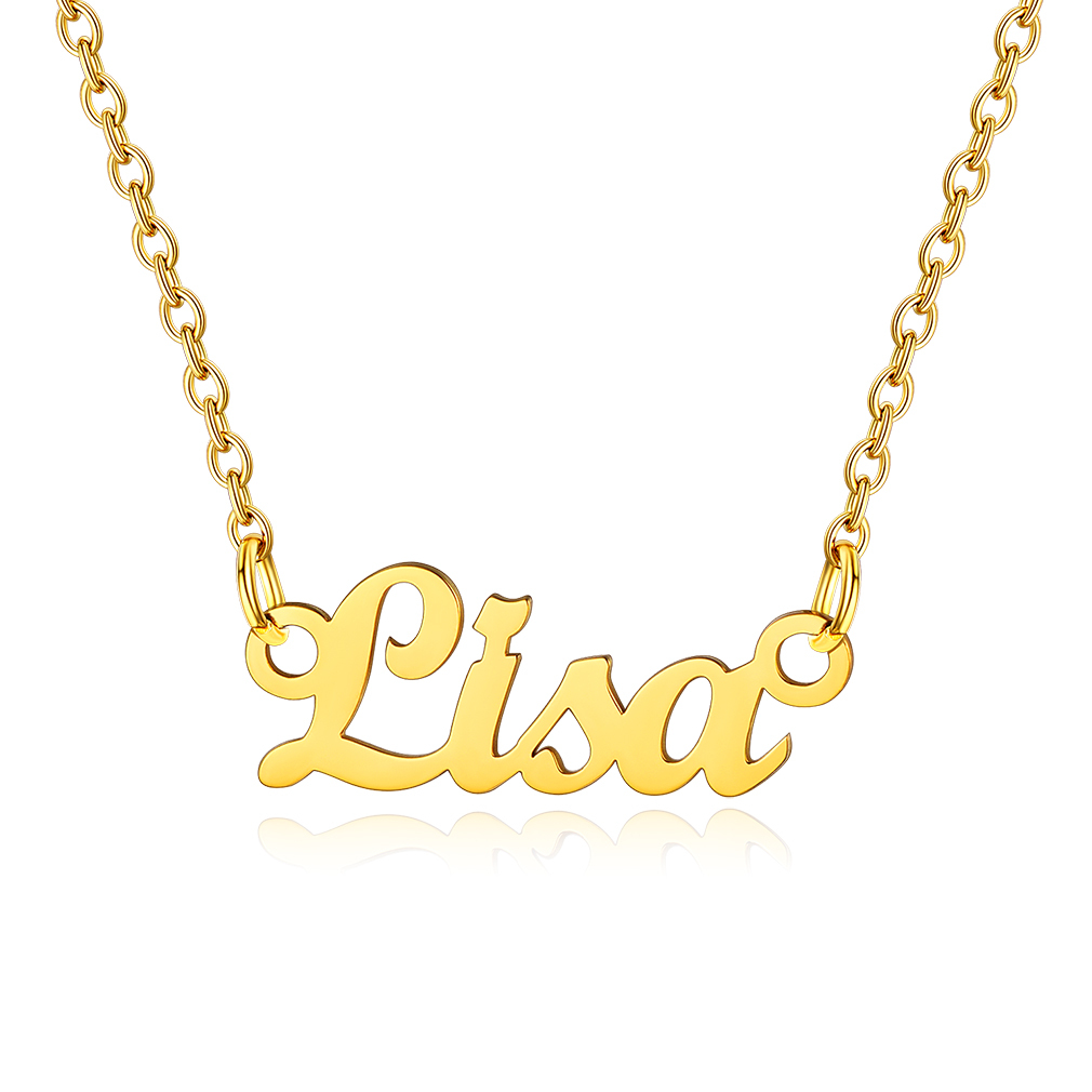 Stainless Steel Custom Name Necklace Gold Lisa