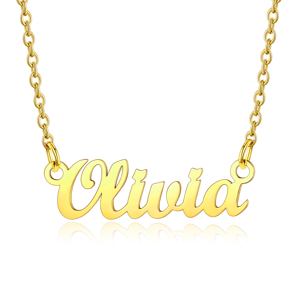 Stainless Steel Custom Name Necklace Gold Olivia