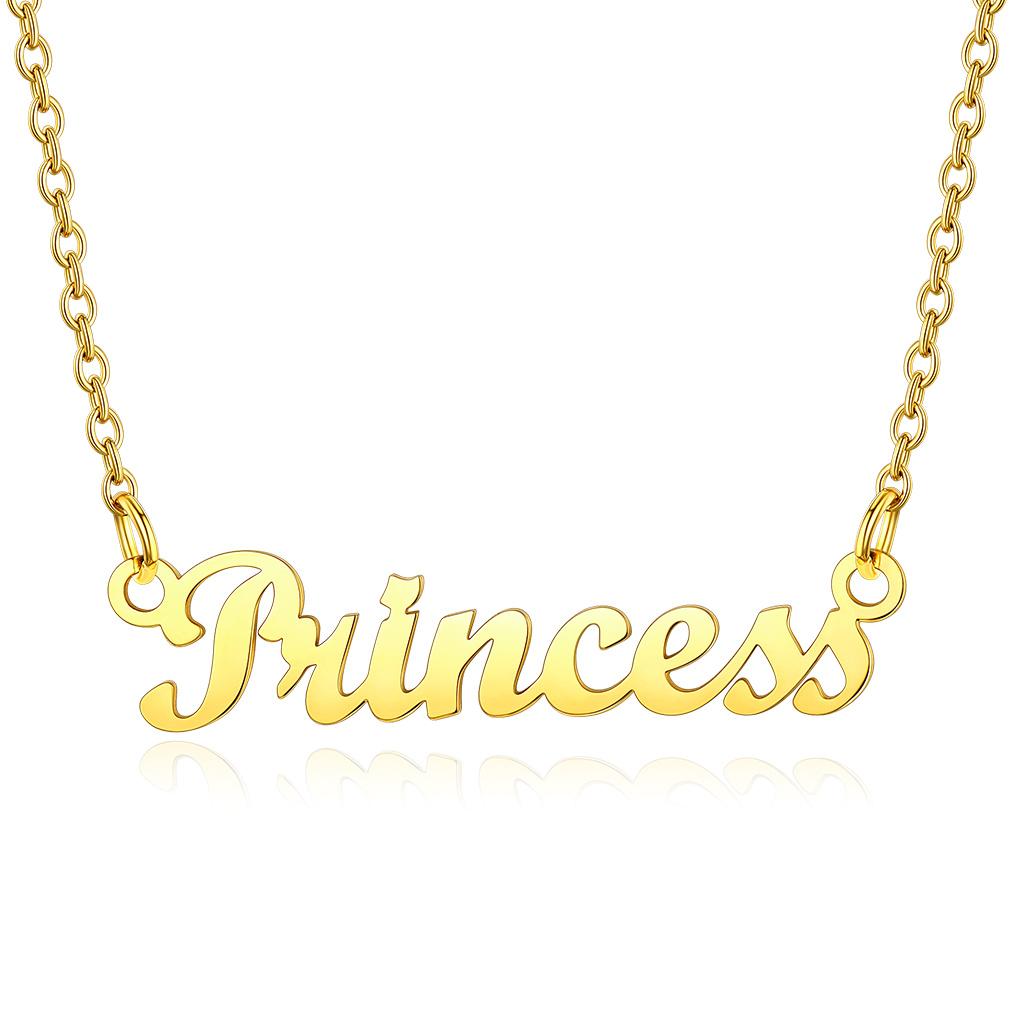 Stainless Steel Custom Name Necklace Gold Princess