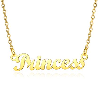 Stainless Steel Custom Name Necklace Gold Princess