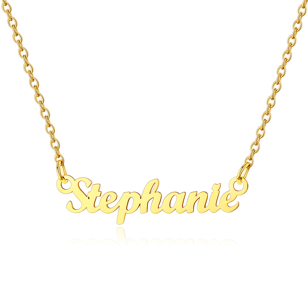 Stainless Steel Custom Name Necklace Gold Stepa