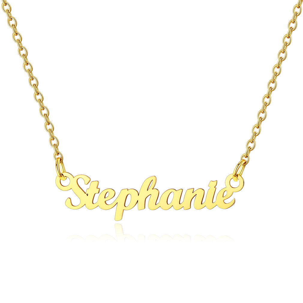 Stainless Steel Custom Name Necklace Gold Stepa