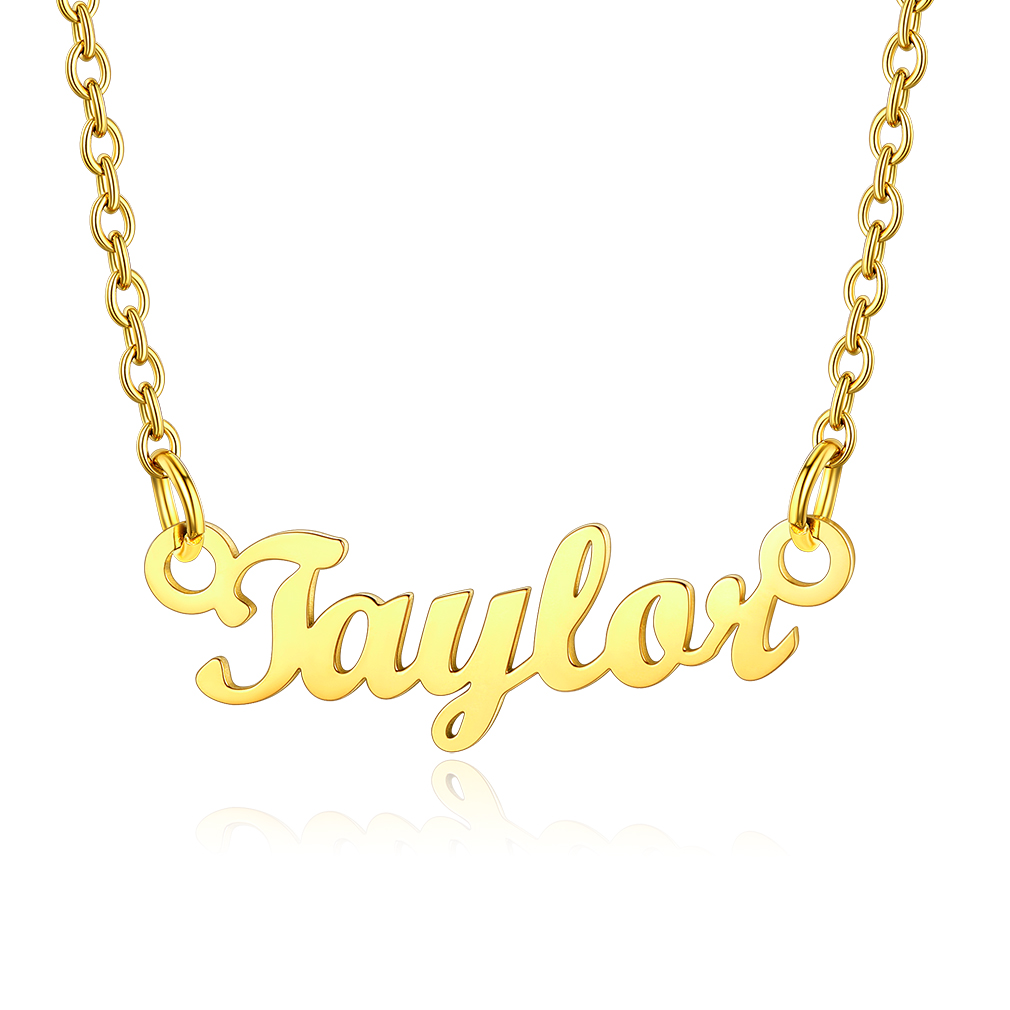 Stainless Steel Custom Name Necklace Gold Taylor