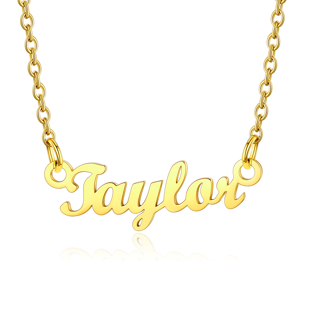Stainless Steel Custom Name Necklace Gold Taylor
