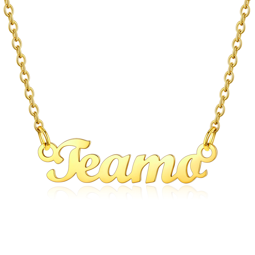 Stainless Steel Custom Name Necklace Gold Teamo