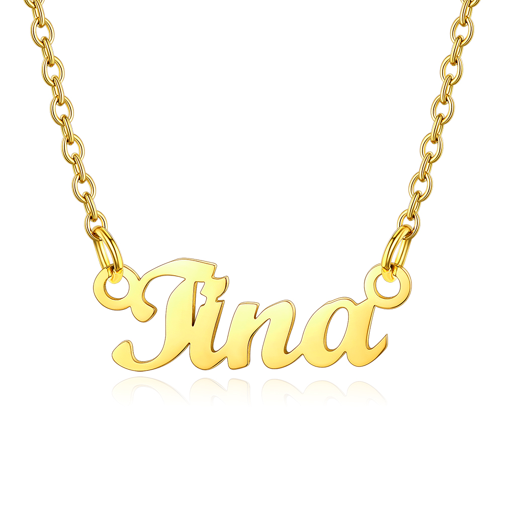 Stainless Steel Custom Name Necklace Gold Tina