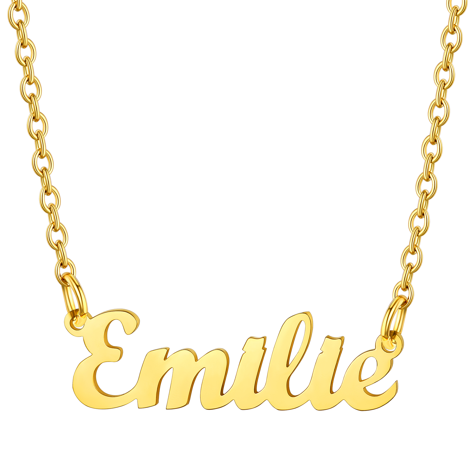 Stainless Steel Custom Name Necklace Gold Emi