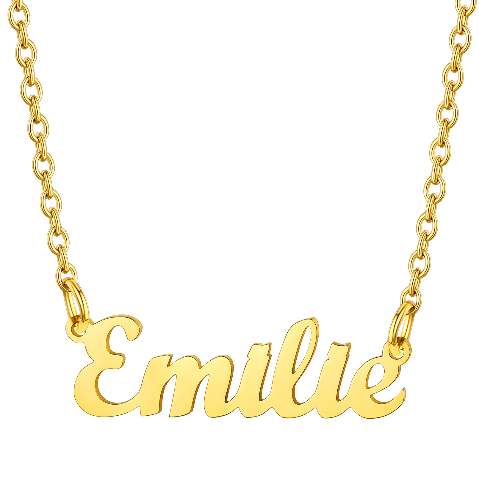 Stainless Steel Custom Name Necklace Gold Emi
