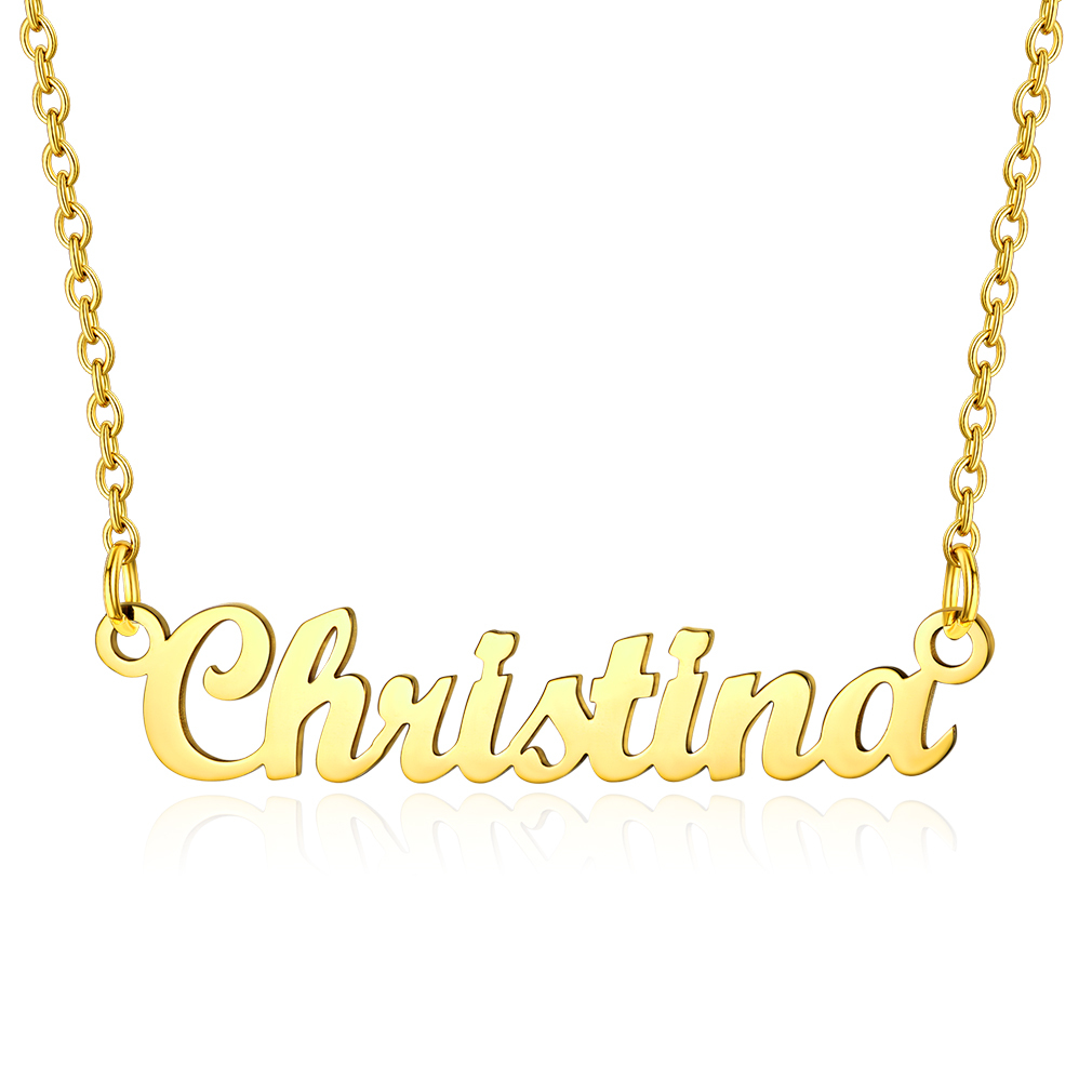 Stainless Steel Custom Name Necklace Christina Gold