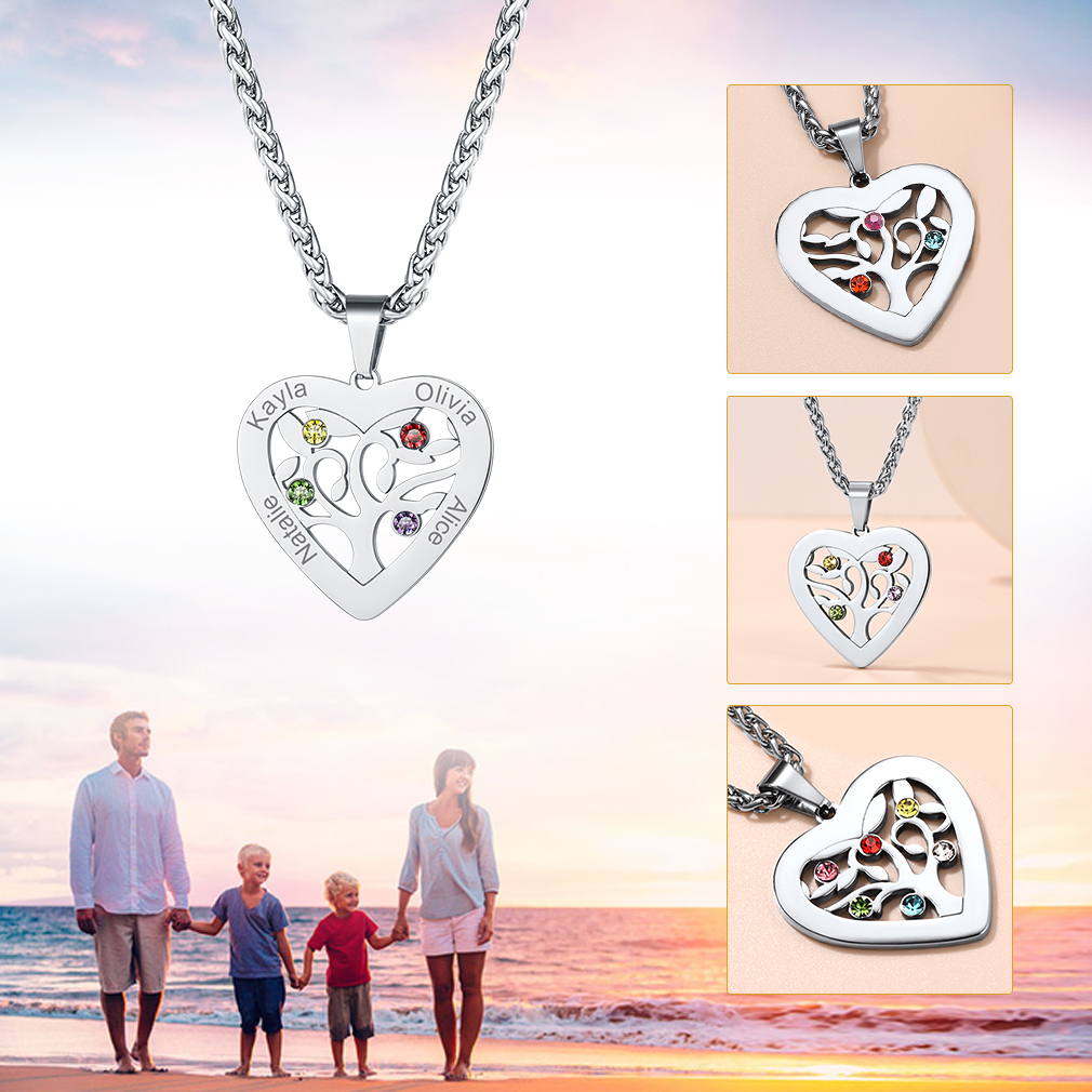 Birthstone Name Personalized Necklace silver