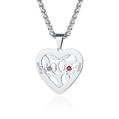 Birthstone Name Personalized Necklace for Mom silver