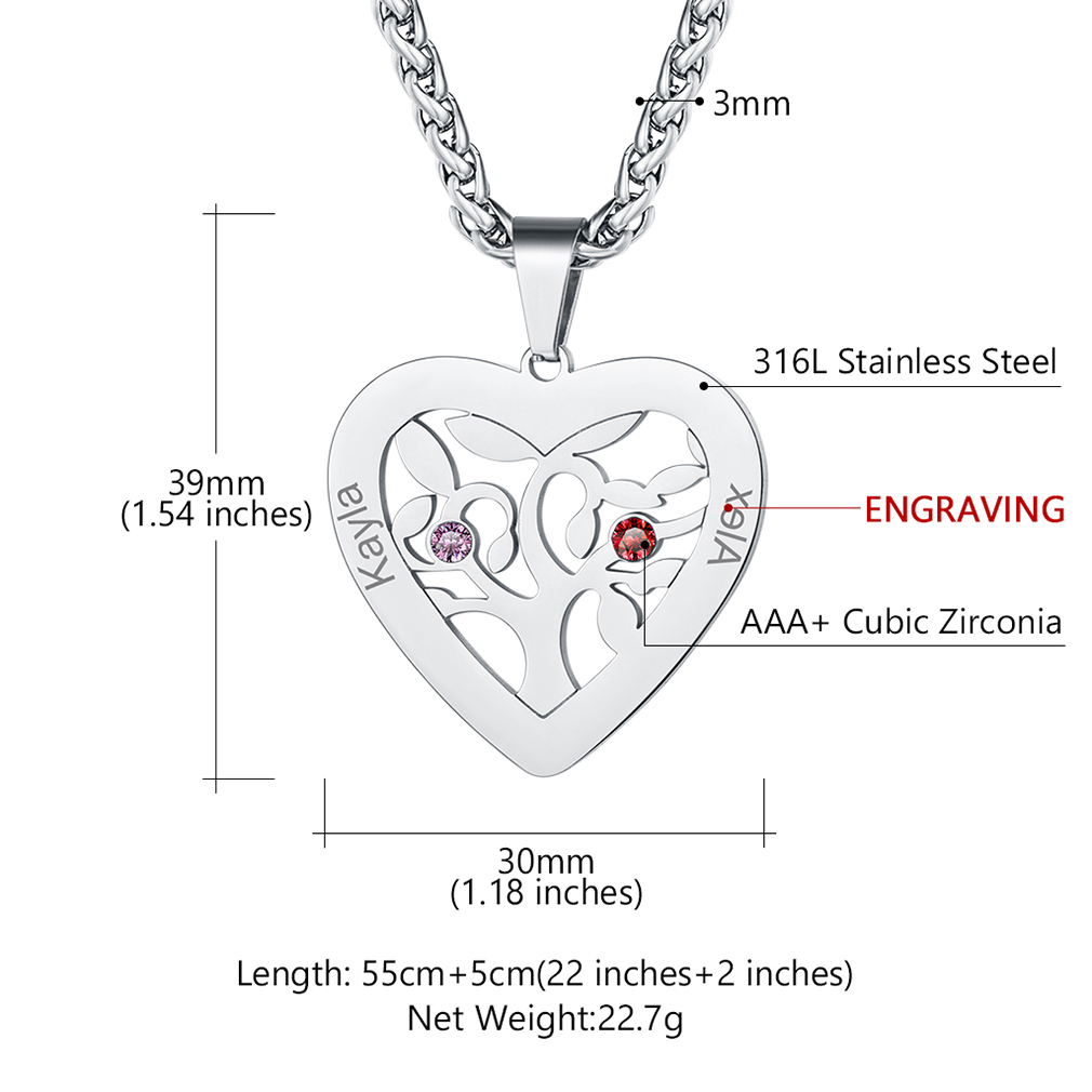 Birthstone Name Personalized Necklace for Mom size