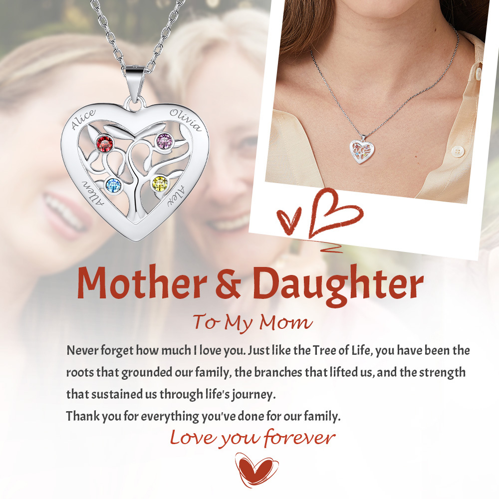 Birthstone Name Personalized Necklace for mom