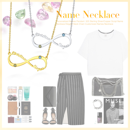 Birthstone Name Plate Necklace for Women