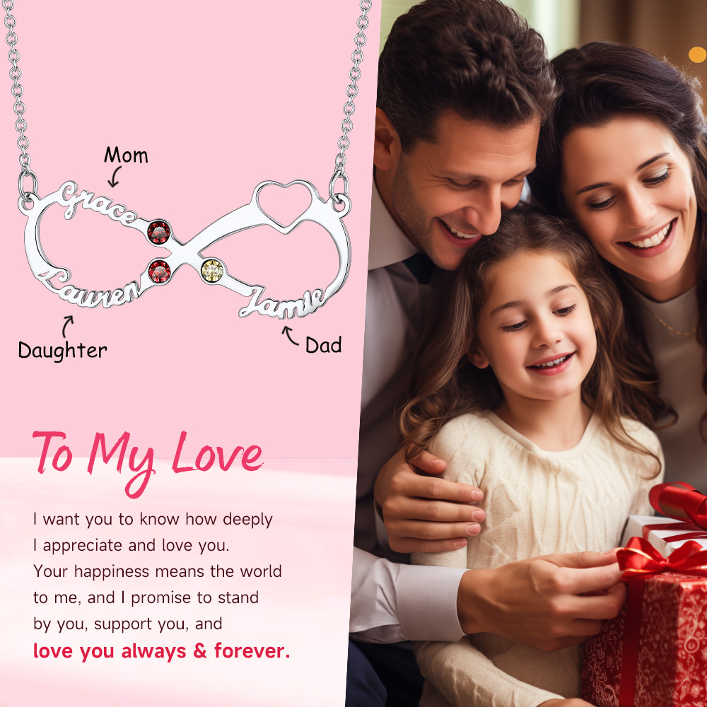 Personalized Birthstone Infinity Name Necklace for Women GIFT