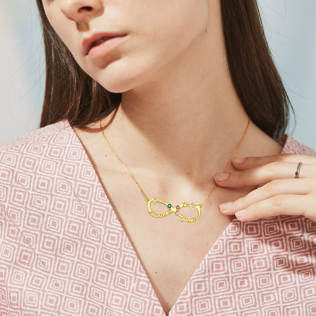 Personalized Birthstone Infinity Name Necklace model