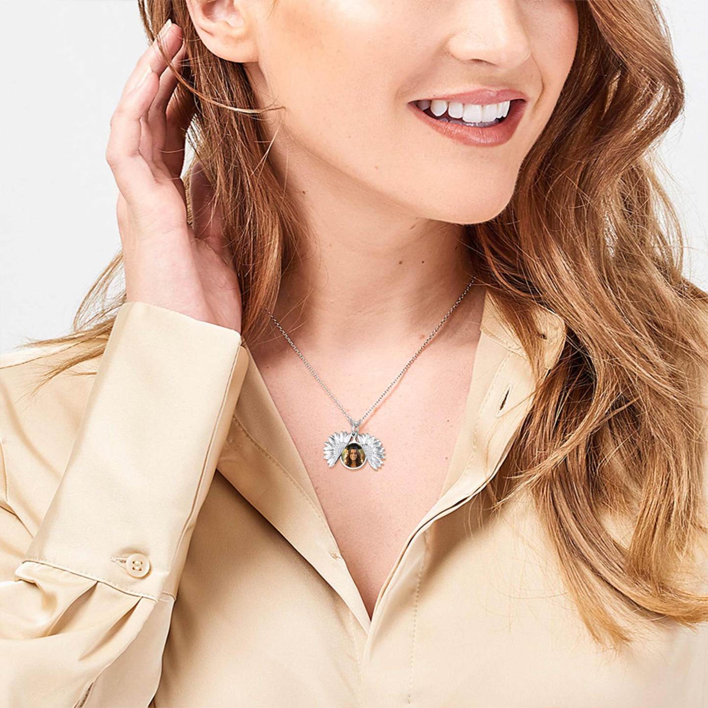 Custom4U Customized Sunflower Locket Necklace model