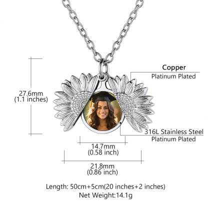 Sunflower Locket Necklace with Photo size