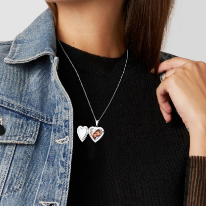 Personalized Photo Heart Shaped Locket Necklace for Women model
