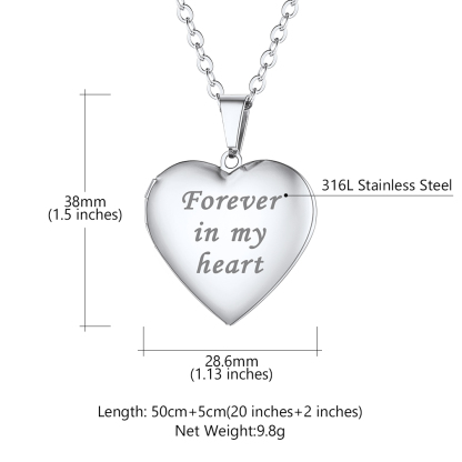 Personalized Photo Heart Shaped Locket Necklace for Women detail