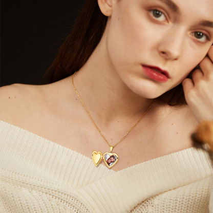 Personalized Photo Heart Shaped Locket Necklace model