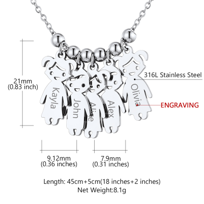 Personalized Engraved Mothers Children Necklace for Mom size 5