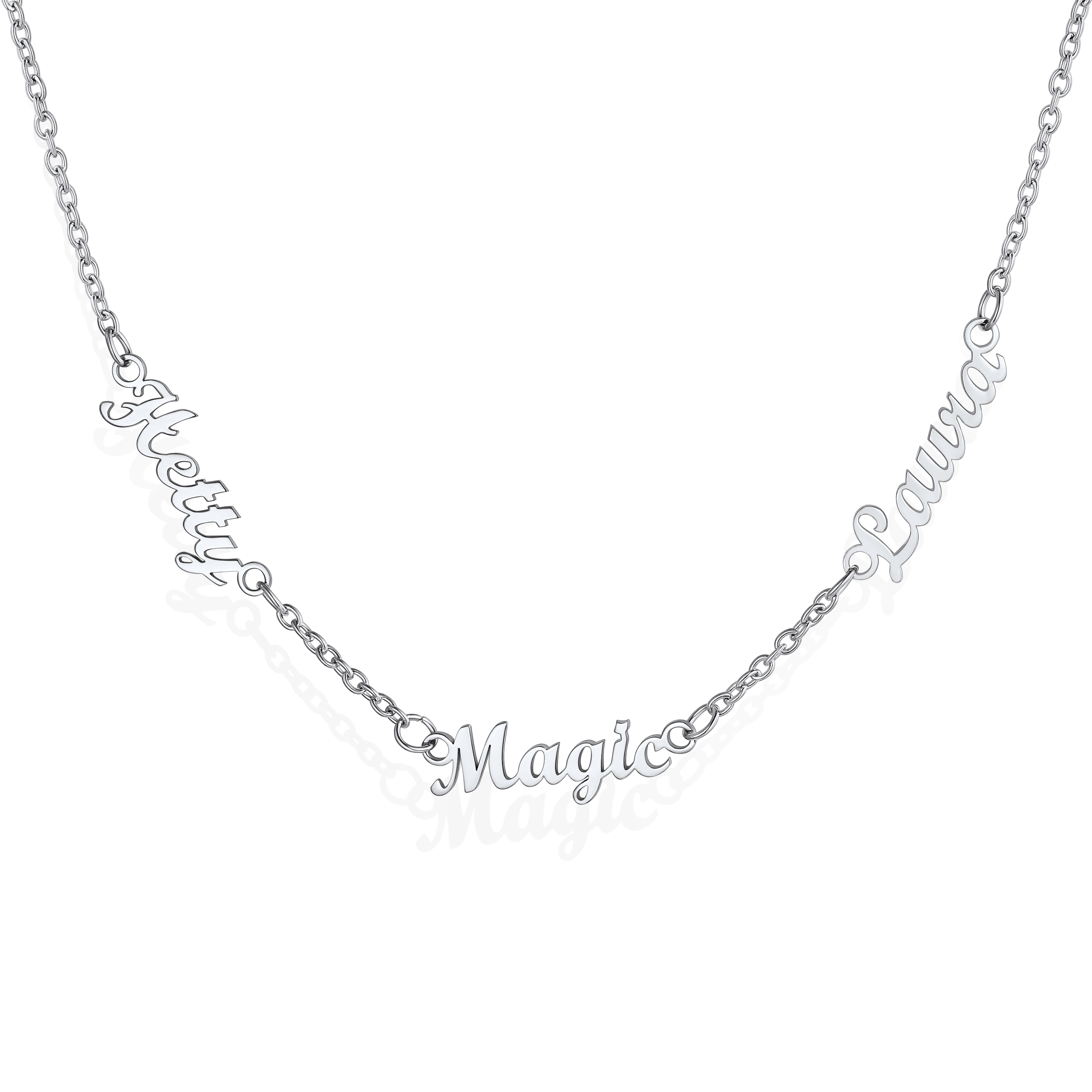 Custom 1-5 Names Choker Necklaces for Women silver 3