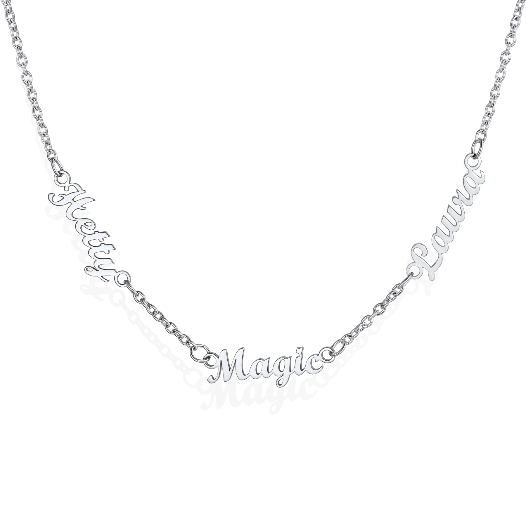 Custom 1-5 Names Choker Necklaces for Women silver 3