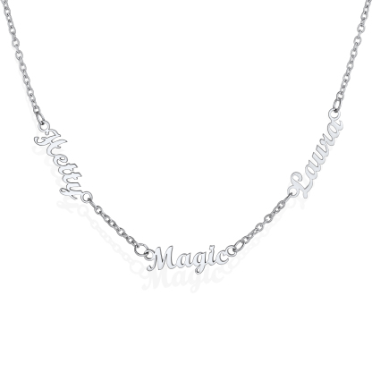 Custom 1-5 Names Choker Necklaces for Women silver 3