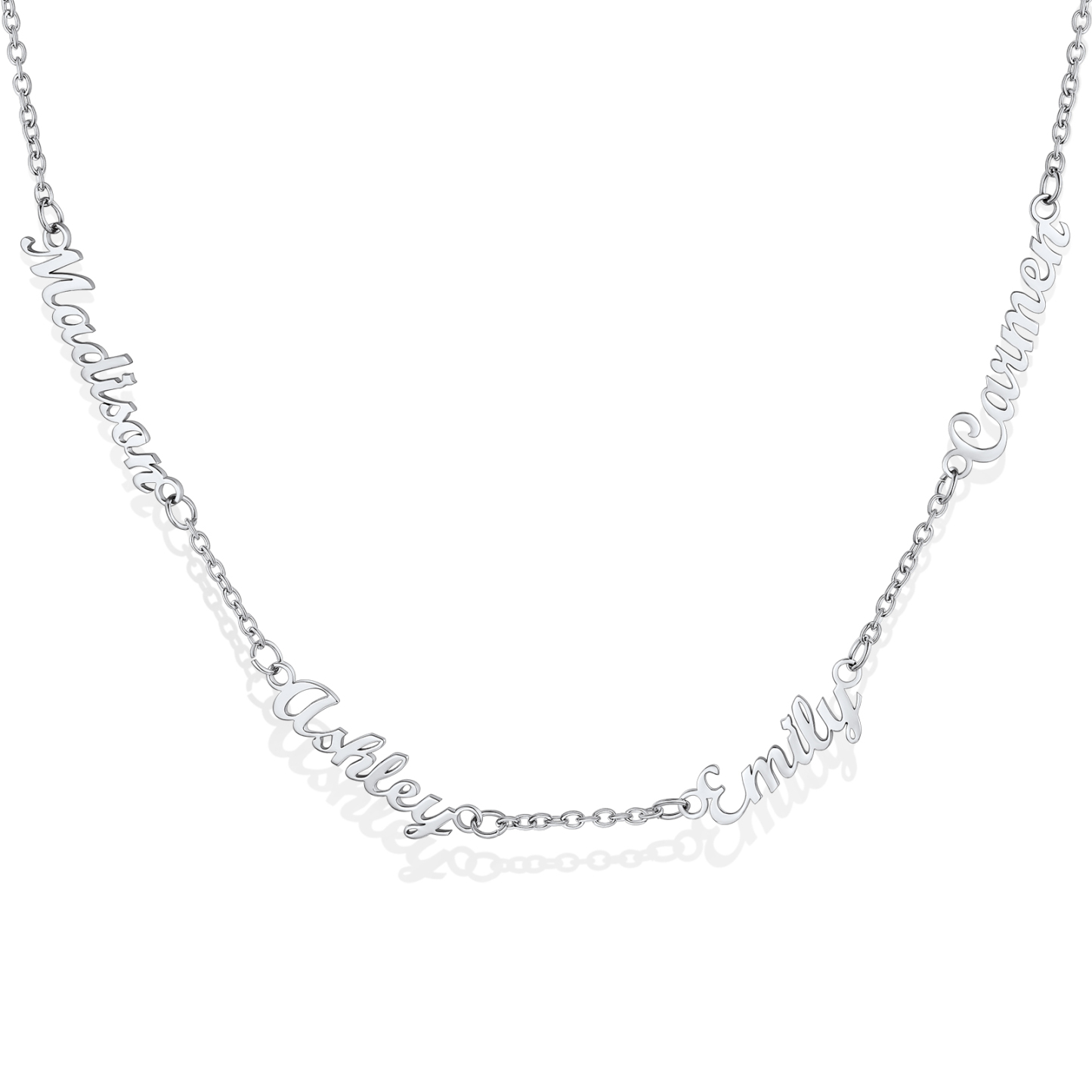 Custom 1-5 Names Choker Necklaces for Women silver 4