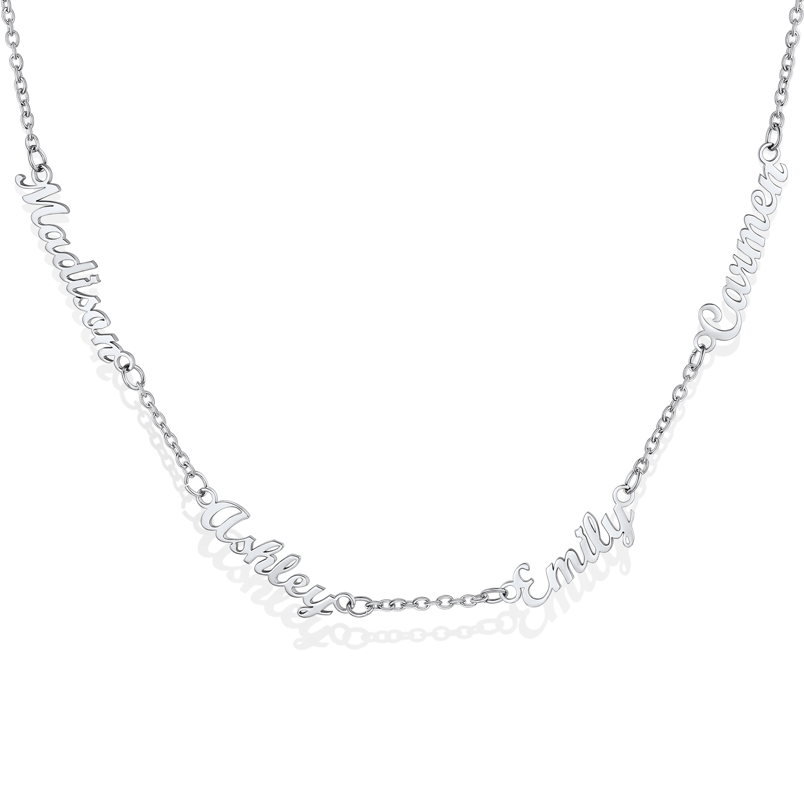Custom 1-5 Names Choker Necklaces for Women silver 4