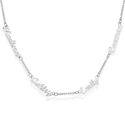 Custom 1-5 Names Choker Necklaces for Women silver 4