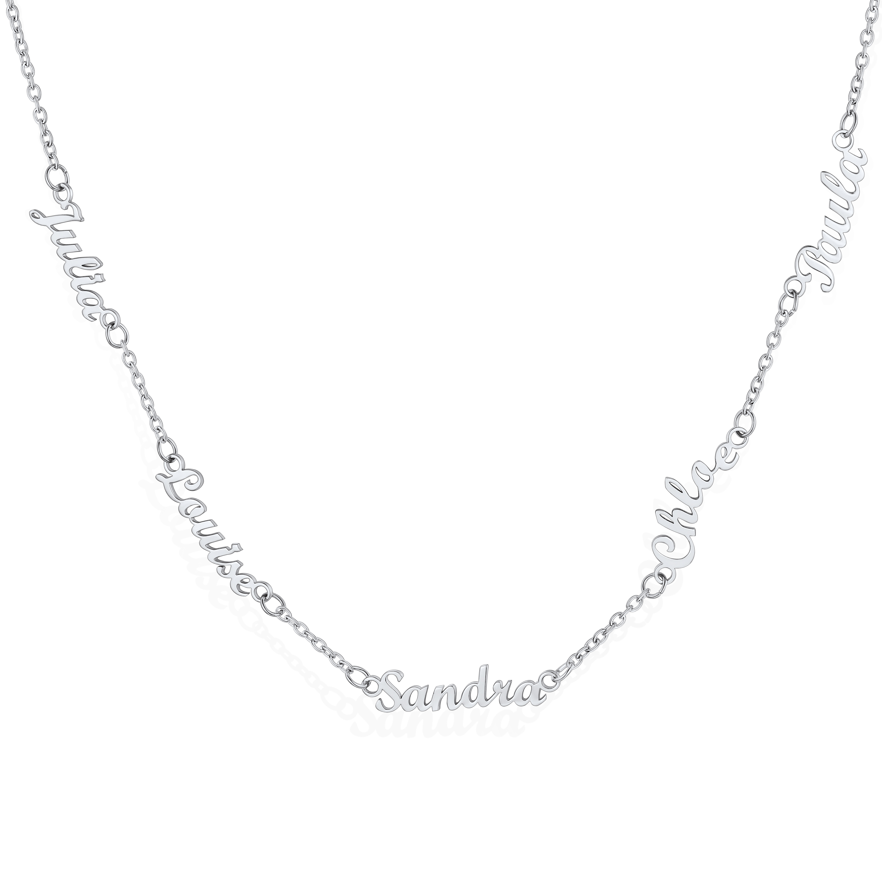Custom 1-5 Names Choker Necklaces for Women silver 5