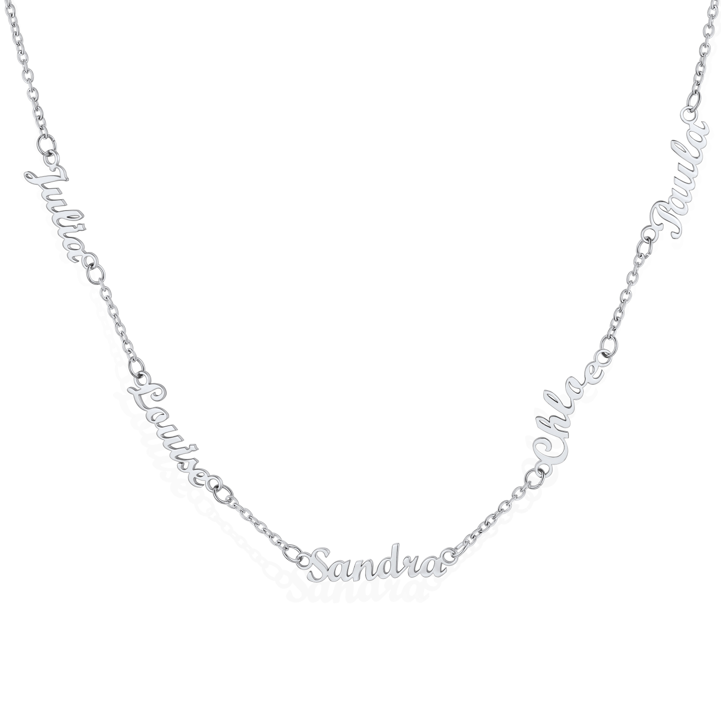 Custom 1-5 Names Choker Necklaces for Women silver 5