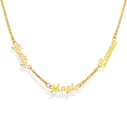 Custom 1-5 Names Choker Necklaces for Women gold 3