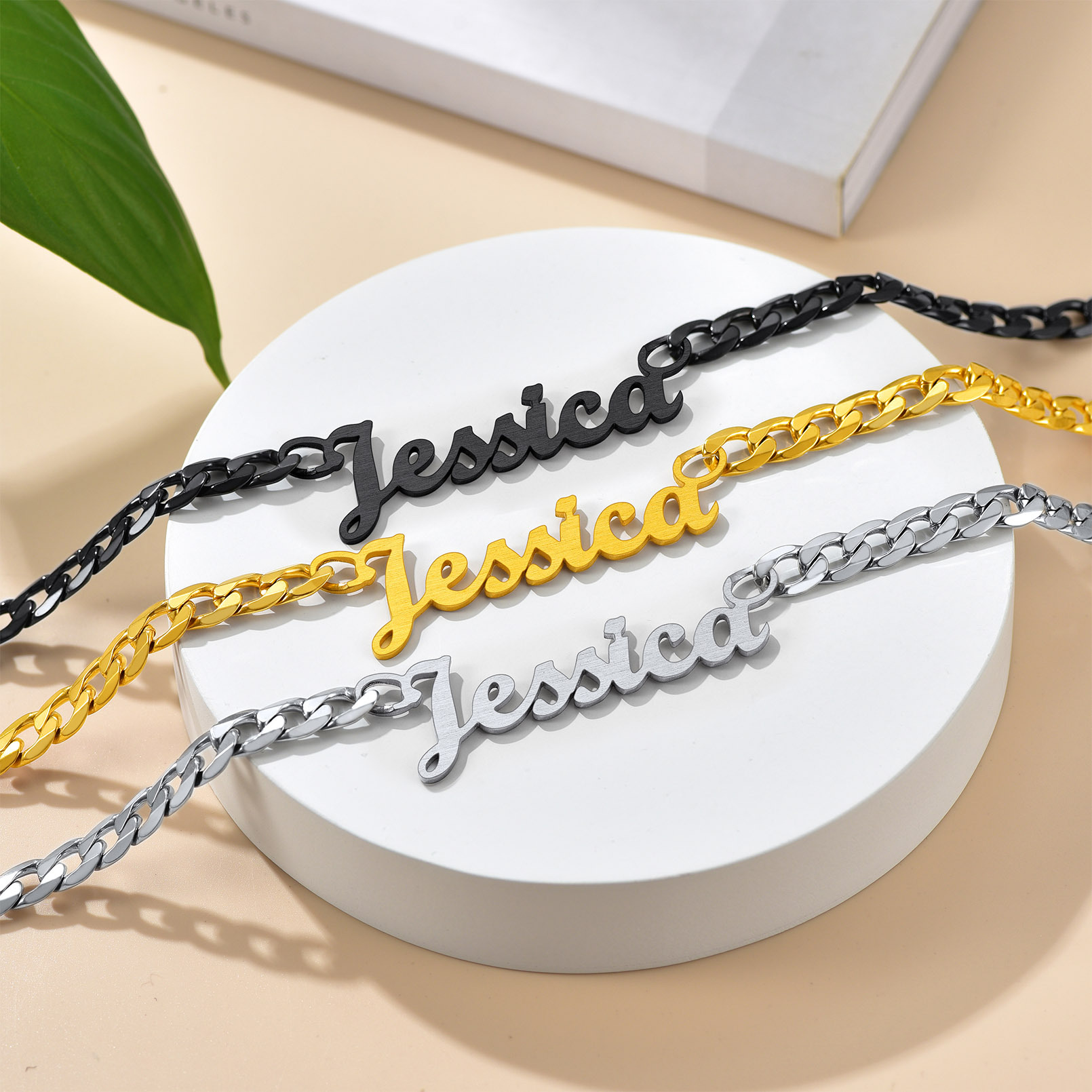 Personalized Cuban Chain Name Plate Necklace For Women