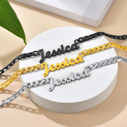 Personalized Cuban Chain Name Plate Necklace For Women