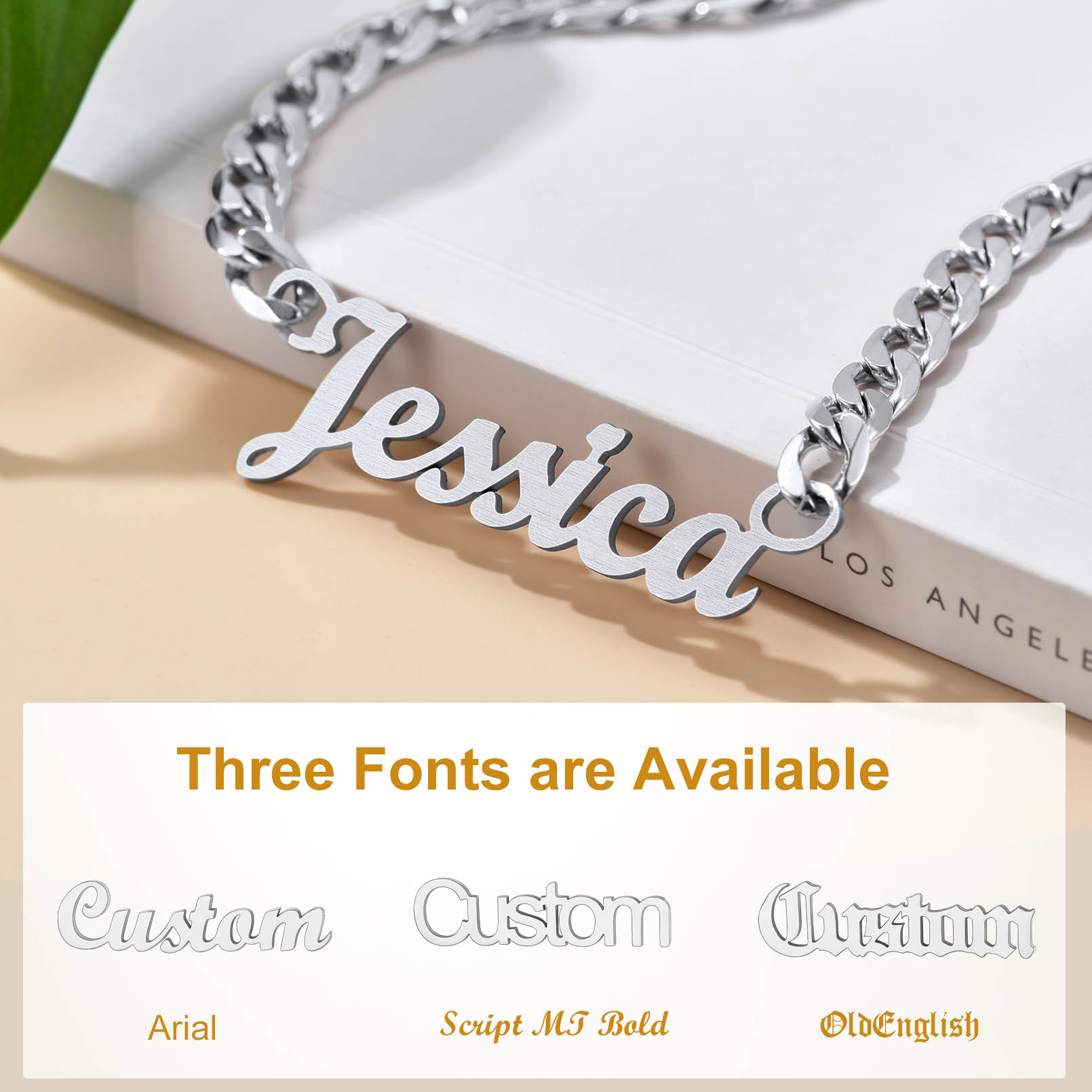 Personalized Cuban Chain Name Plate Necklace For Women