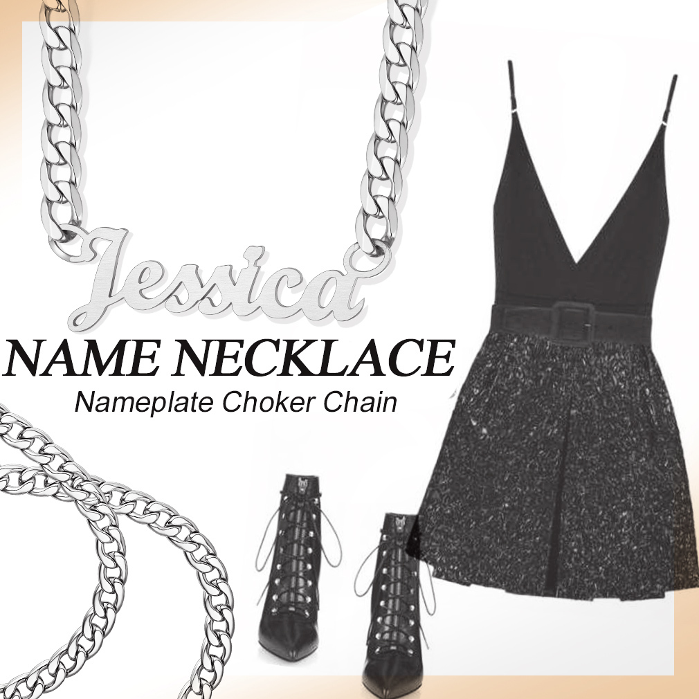 Personalized Cuban Chain Name Plate Necklace For Women