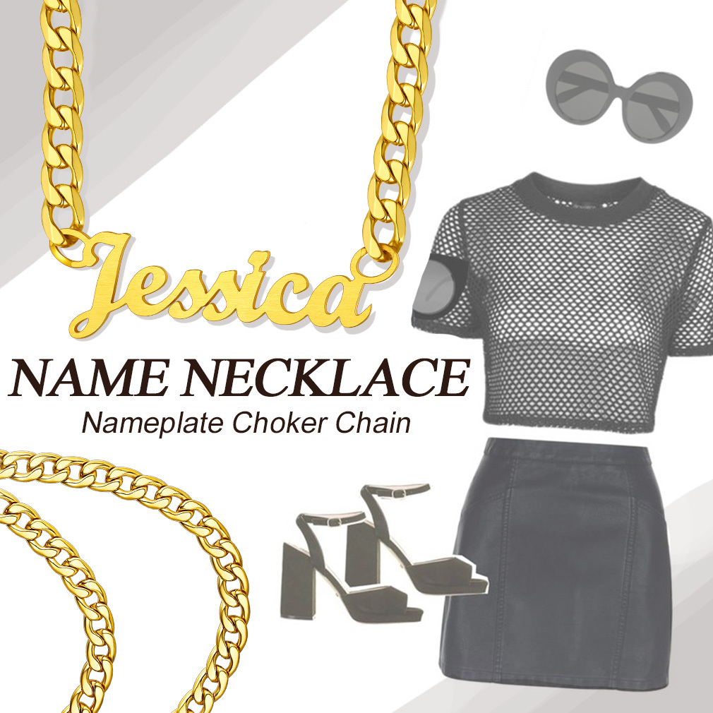 Personalized Cuban Chain Name Plate Necklace For Women