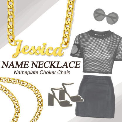 Personalized Cuban Chain Name Plate Necklace For Women