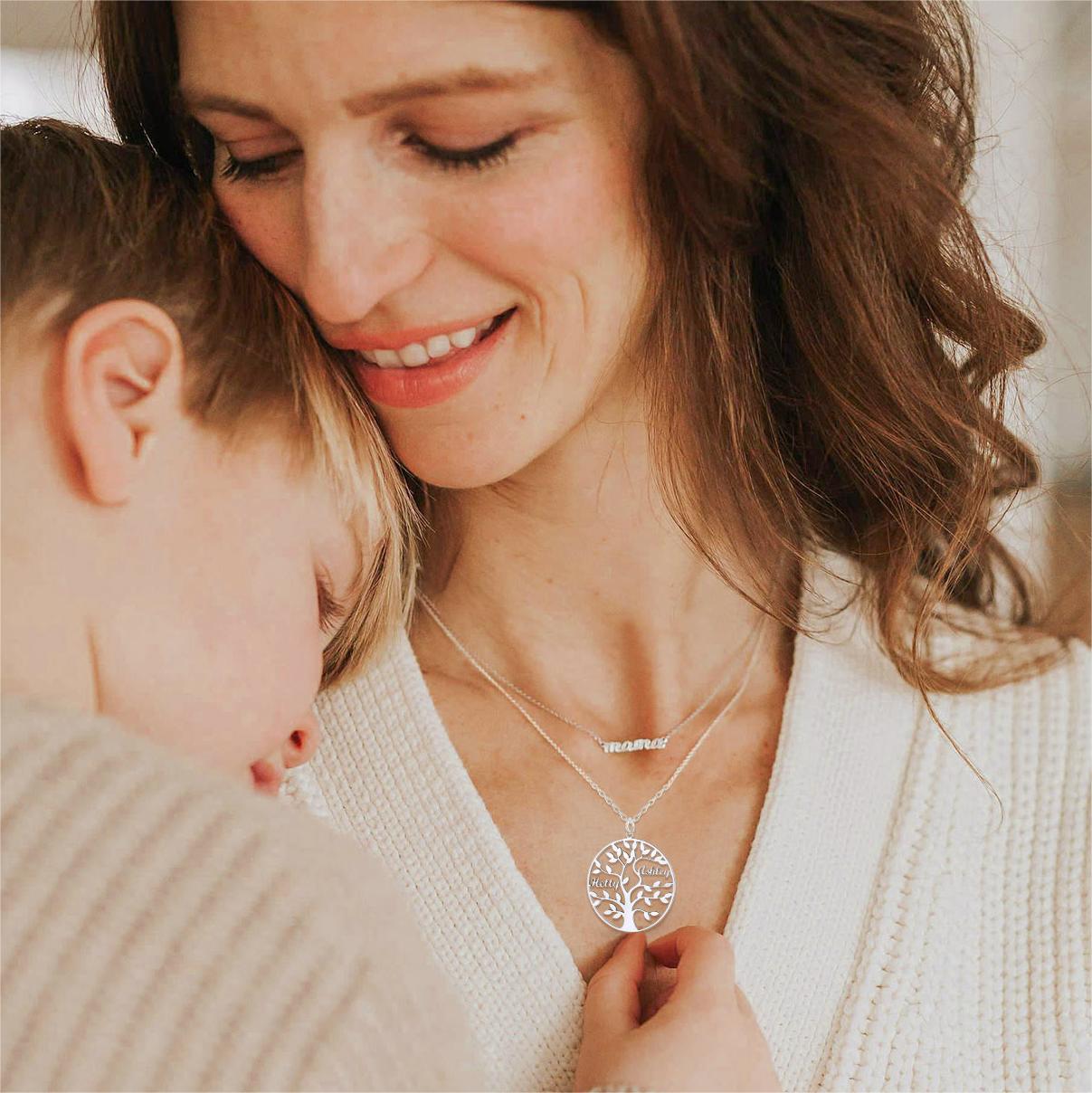 Custom4U Personalized Round Tree Of Life Family Necklace with Names