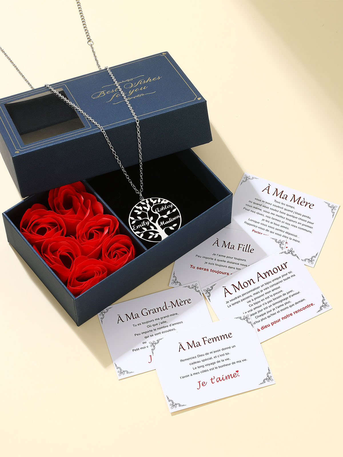 Personalized Name Plate Life Tree Family Necklace For Women