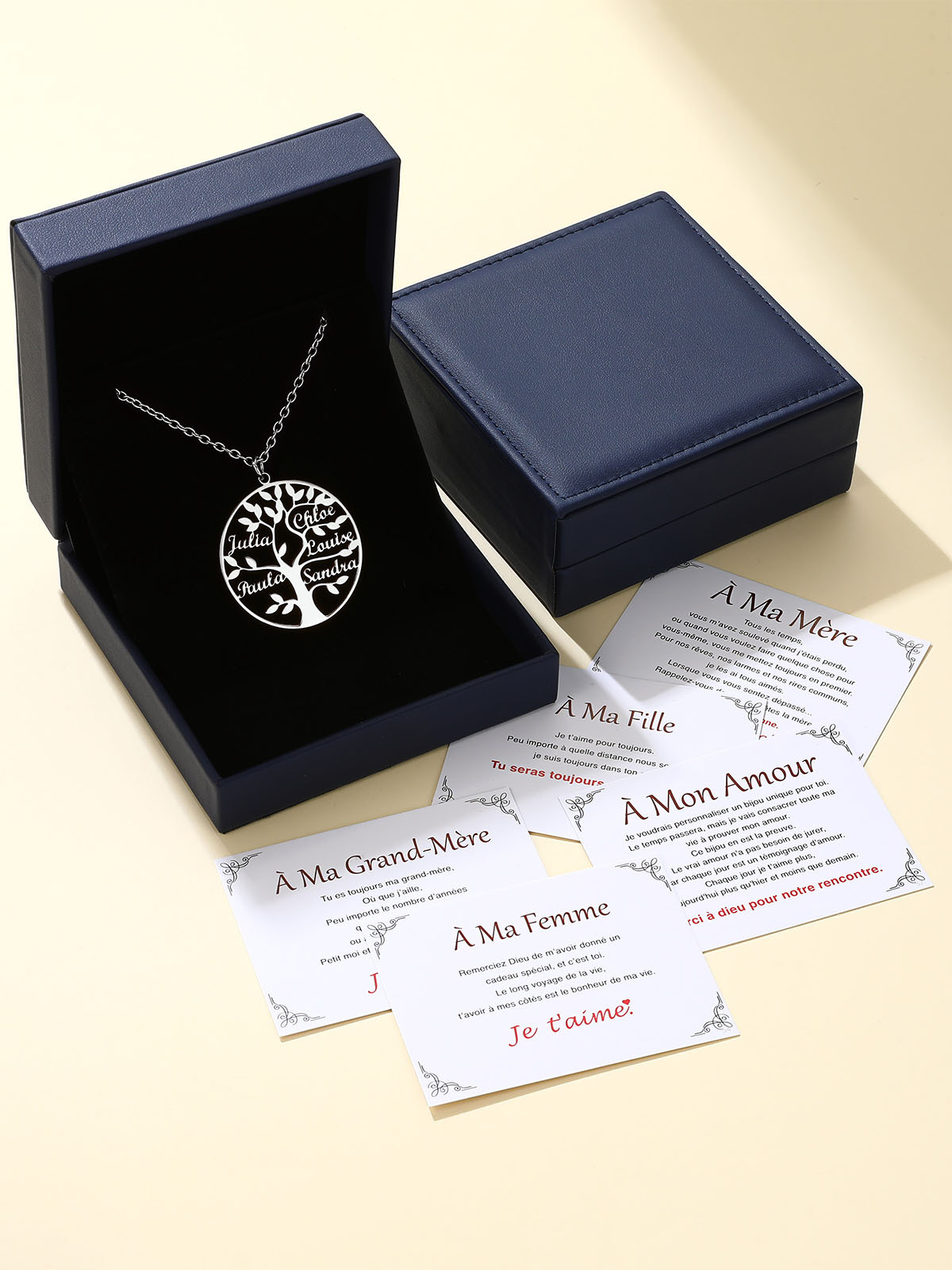 Personalized Name Plate Life Tree Family Necklace For Women