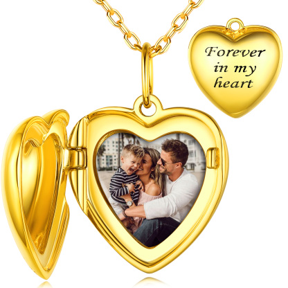 Personalized Photo Heart Silver Locket Necklace for Women