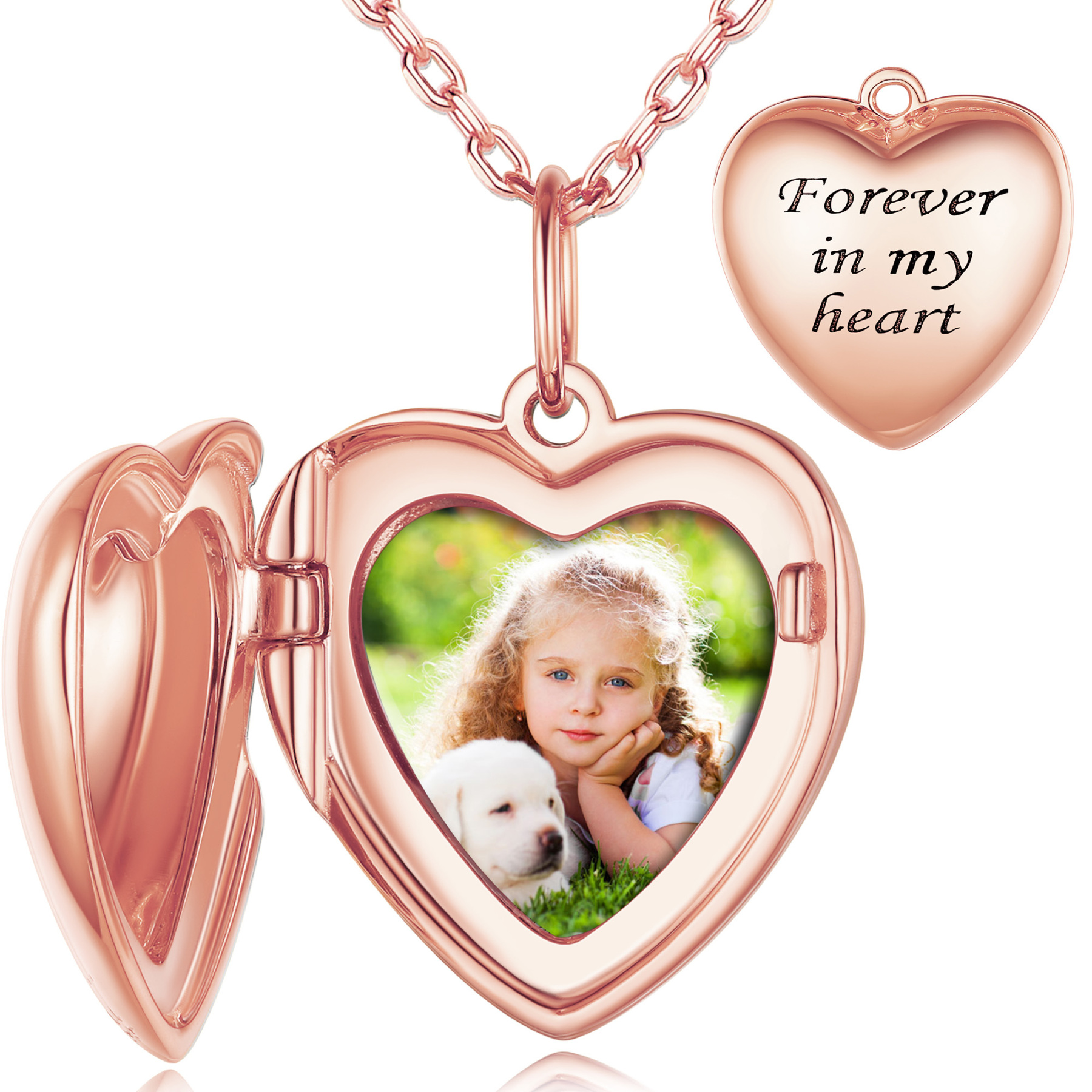Personalized Photo Heart Silver Locket Necklace for Women