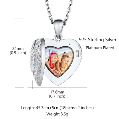 Personalized Photo Sunflower Heart Shape Locket Necklace for Women size