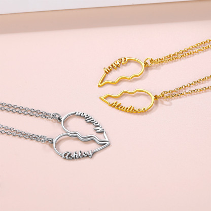 Personalized Name Heart Puzzle Matching Pendant Necklaces collection